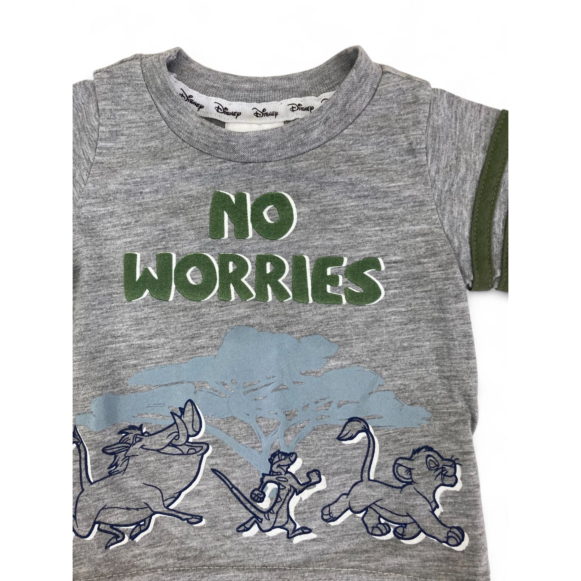 0-3M Grey & Green "No Worries" Lion King T Shirt - Disney