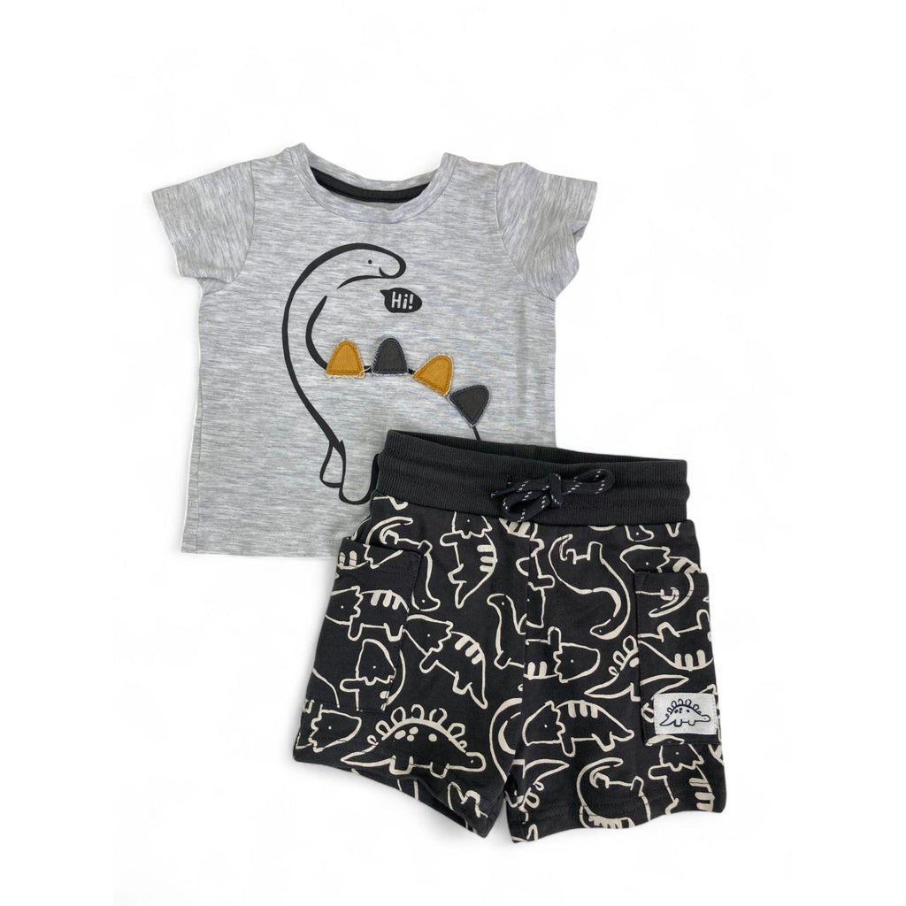 1-3M Grey T Shirt & Dino Shorts - Woolworths