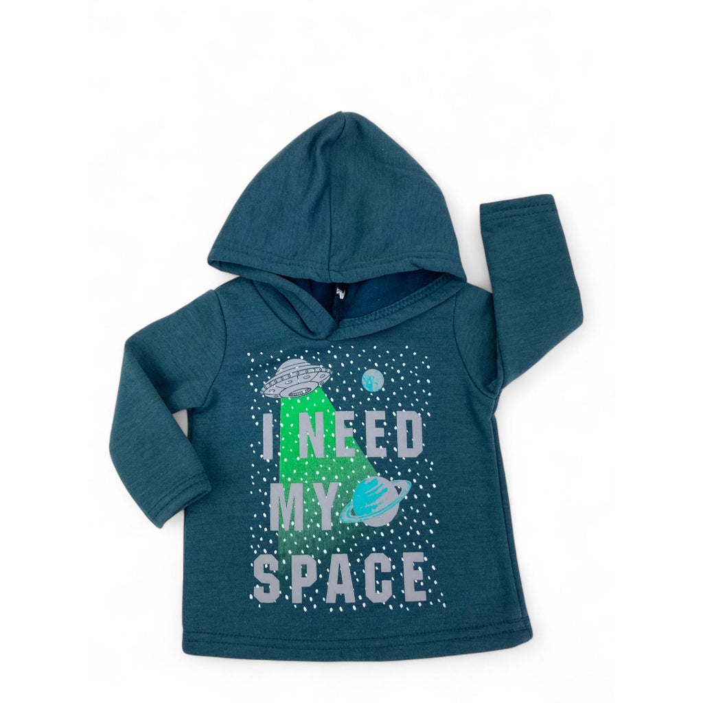 3-6M Teal Space Fleece lined Hoodie - Jet