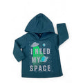 3-6M Teal Space Fleece lined Hoodie - Jet