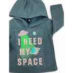 3-6M Teal Space Fleece lined Hoodie - Jet