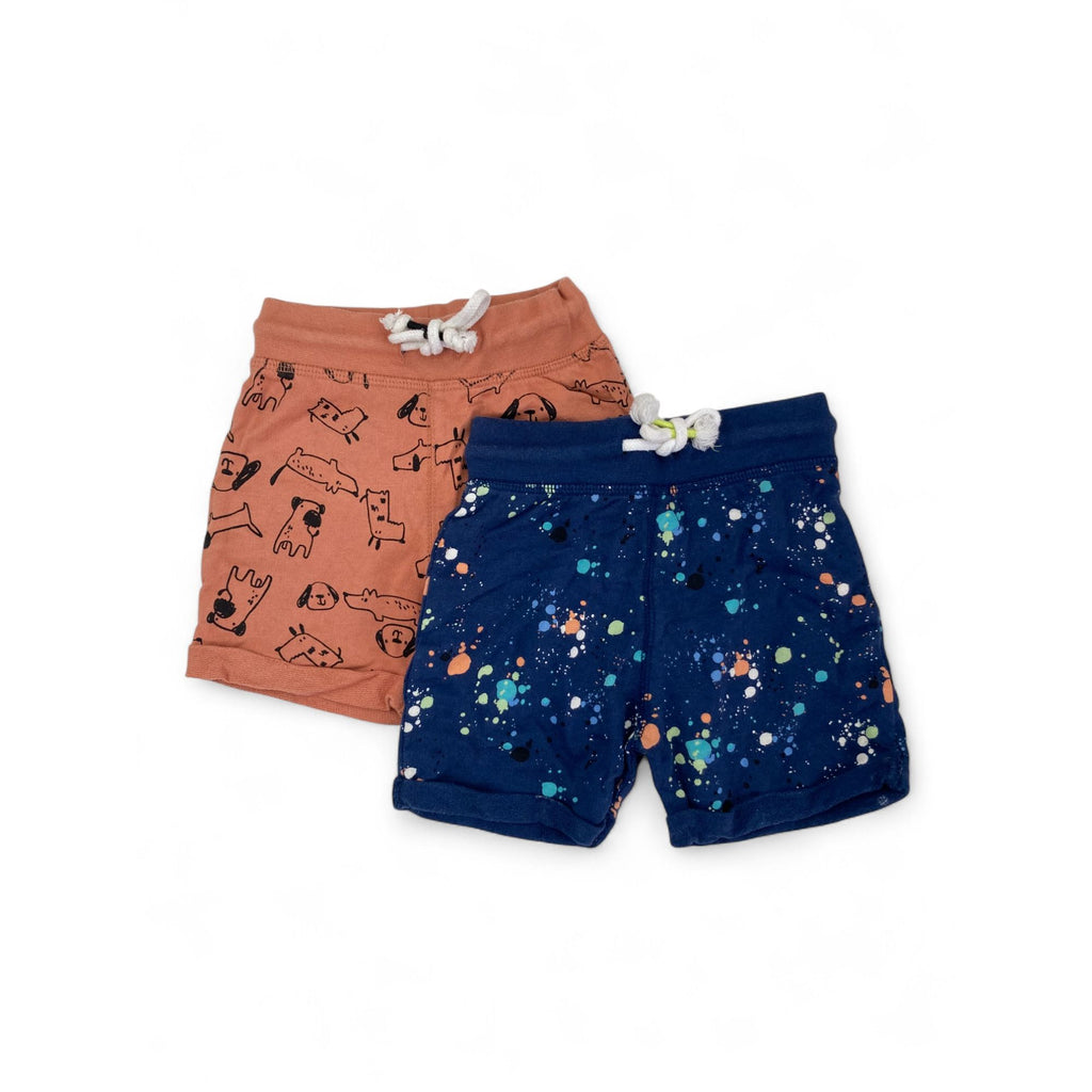 3-6M Coral Puppy & Blue Paint Splattered Shorts - Woolworths