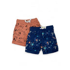 3-6M Coral Puppy & Blue Paint Splattered Shorts - Woolworths