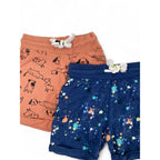 3-6M Coral Puppy & Blue Paint Splattered Shorts - Woolworths