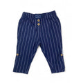 0-3M Navy Blue & White Stripe Adjustable Hem Pants - Earthchild