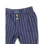 0-3M Navy Blue & White Stripe Adjustable Hem Pants - Earthchild