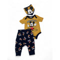 0-3M Mustard Yellow & Navy Blue Mickey Bodysuit, Leggings & Bib - Disney