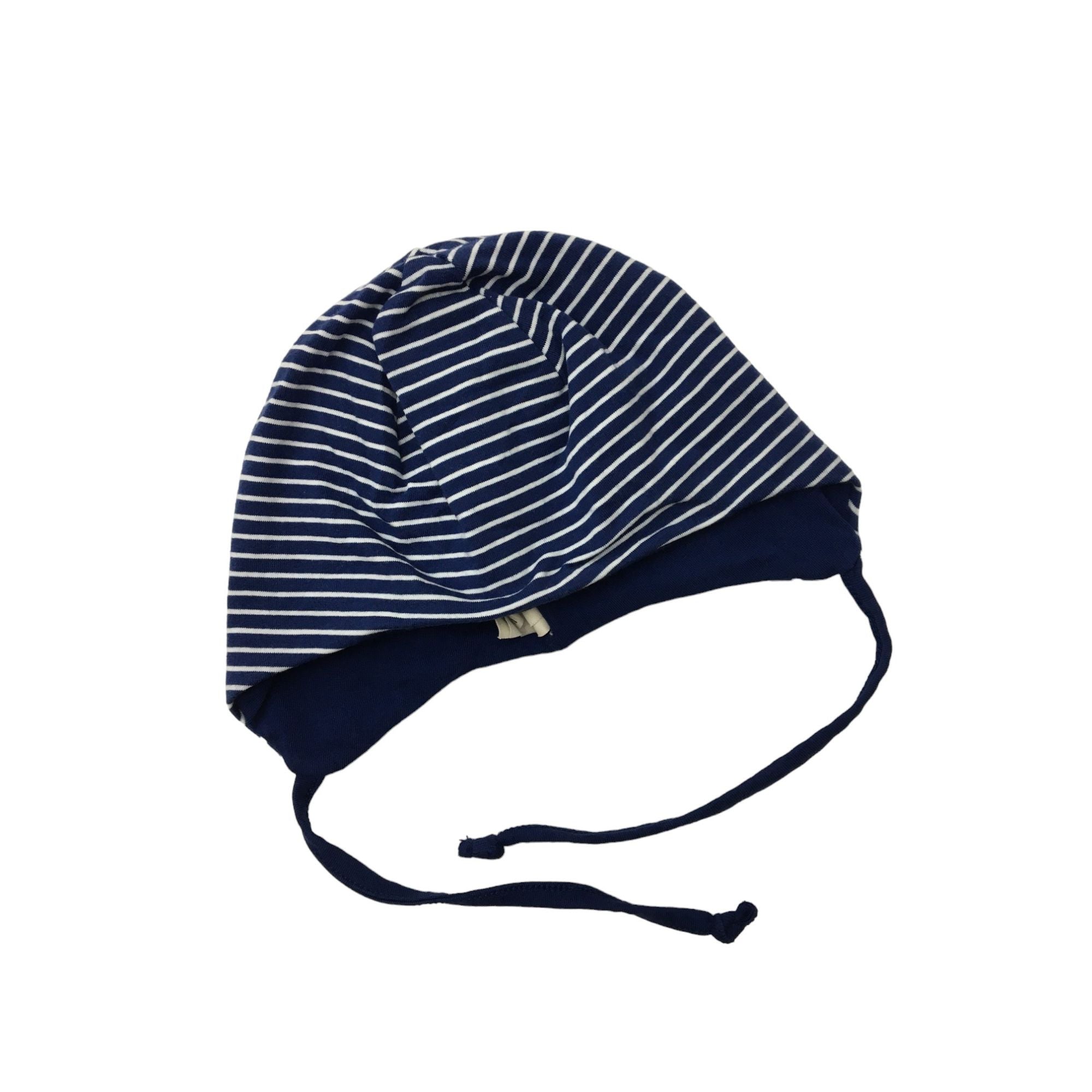 44-45cm Navy Striped Trapper Beanie - Alana
