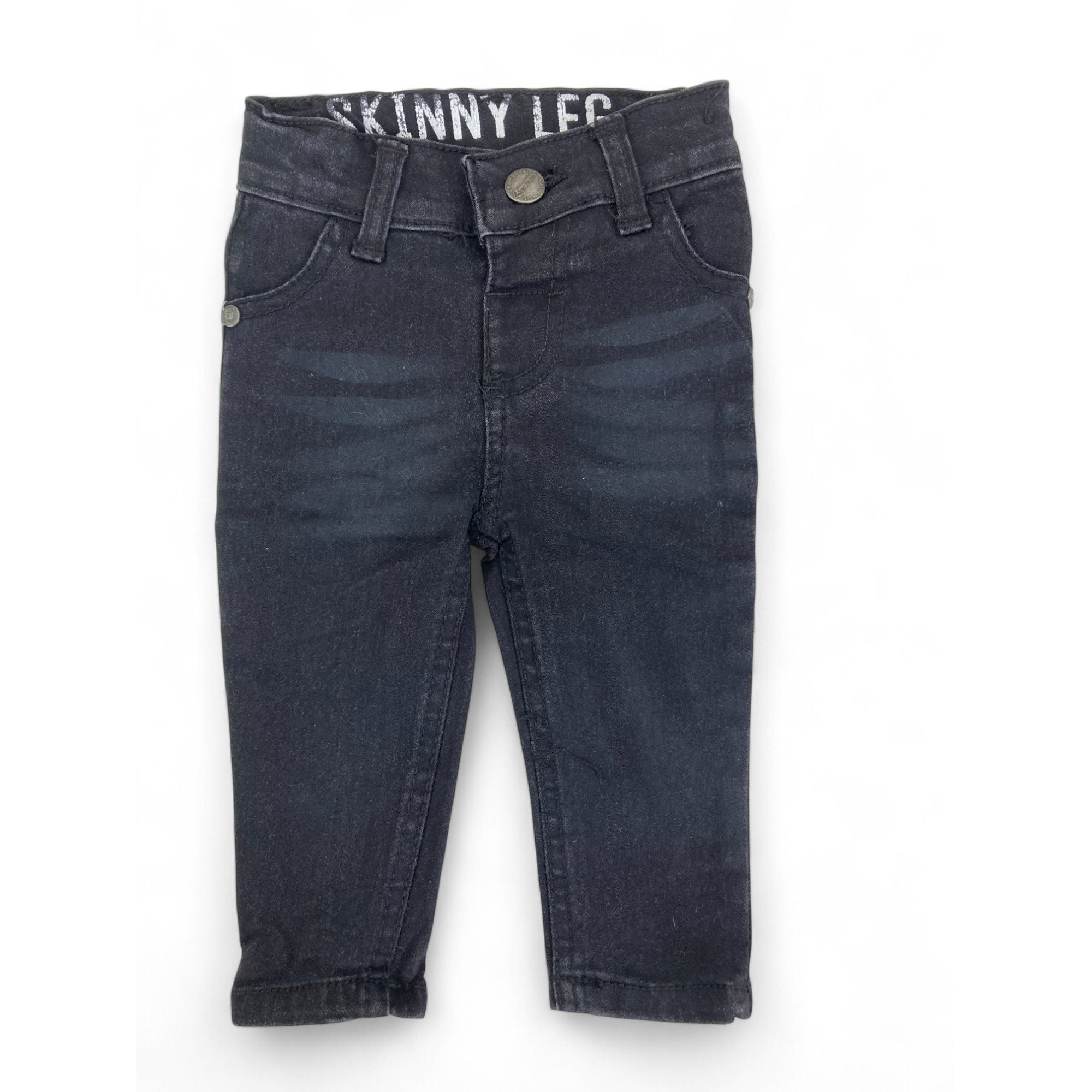 0-3M Black Skinny Leg Denim Jeans - OneTwoThree