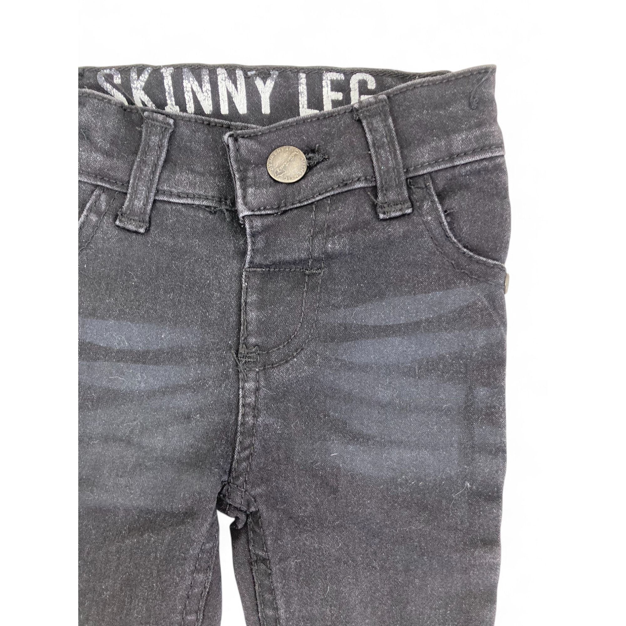 0-3M Black Skinny Leg Denim Jeans - OneTwoThree