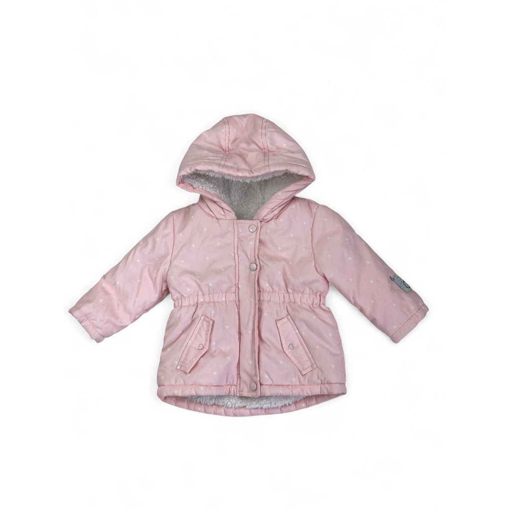 3-6M Light Pink & White Heart Puffer Jacket - Woolworths