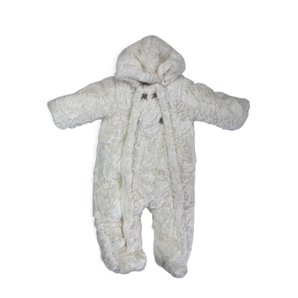 0-3M Cream Teddy Double Button Fleece Onesie - Ackermans