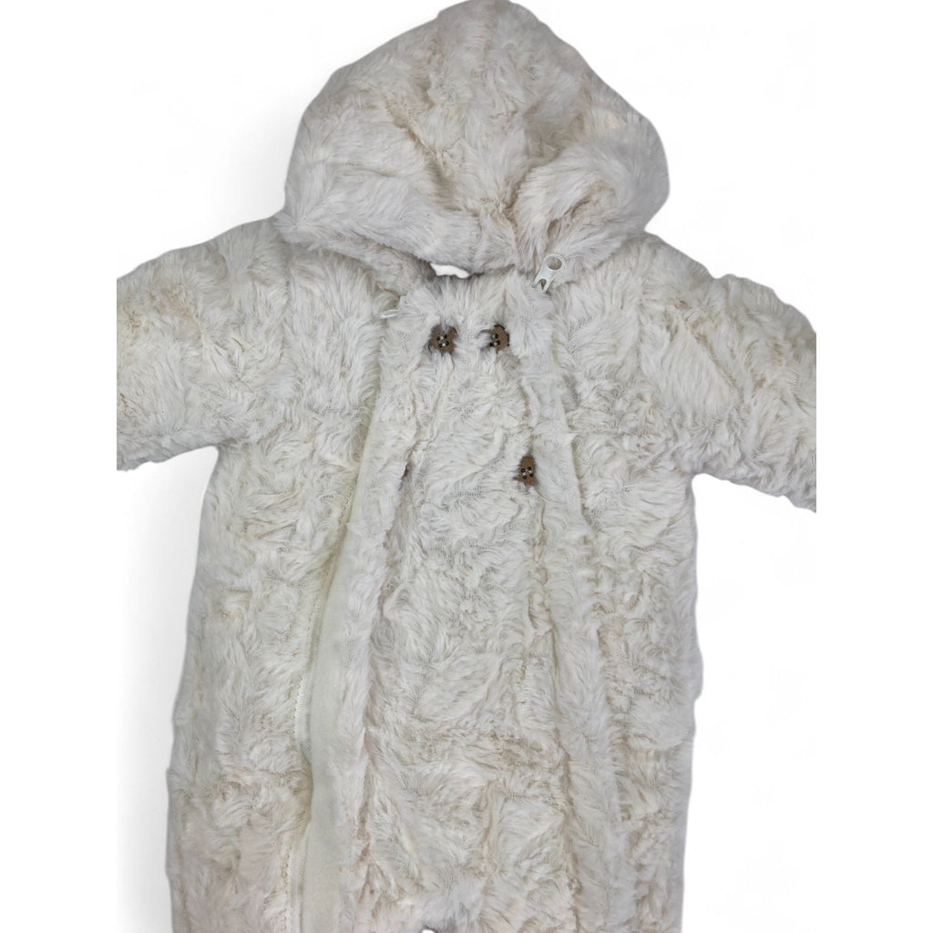 0-3M Cream Teddy Double Button Fleece Onesie - Ackermans