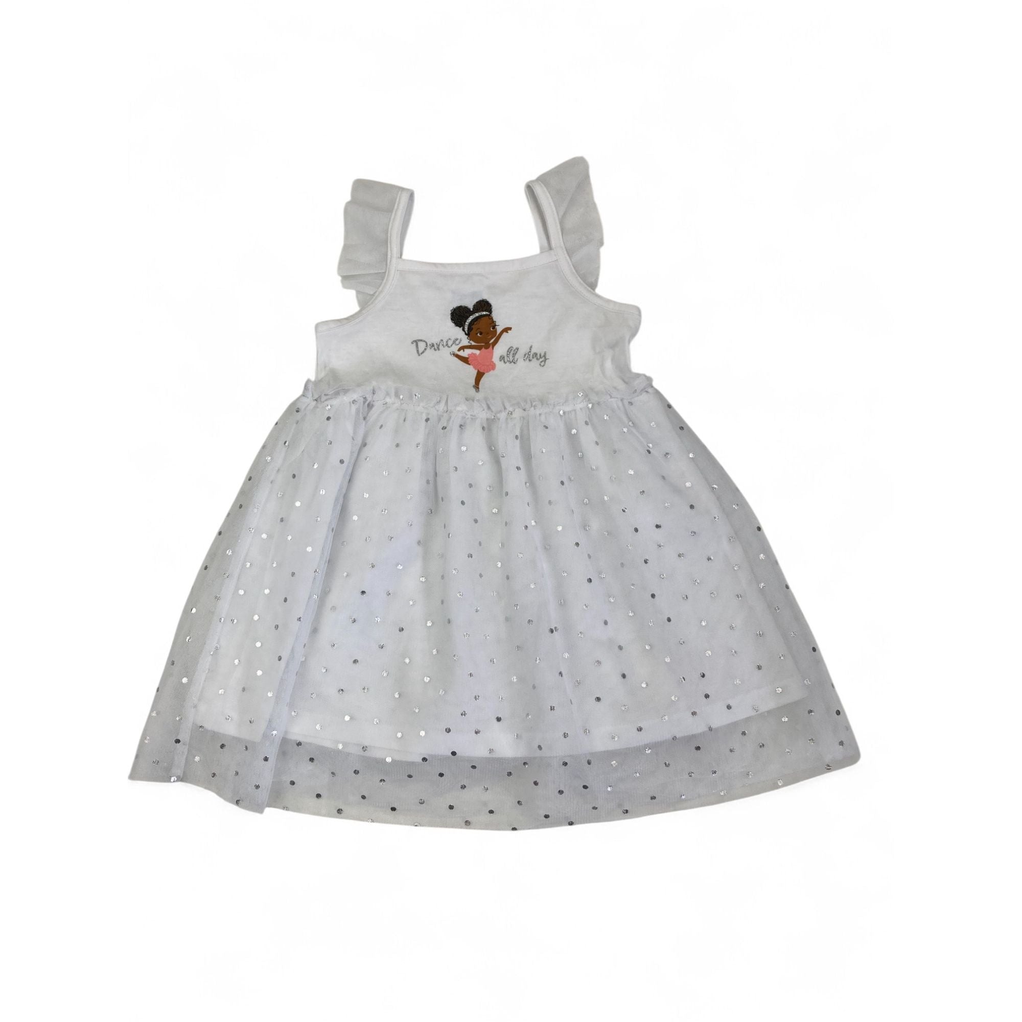 12-18M White Ballerina Strappy Tulle Dress - Cuddlesome