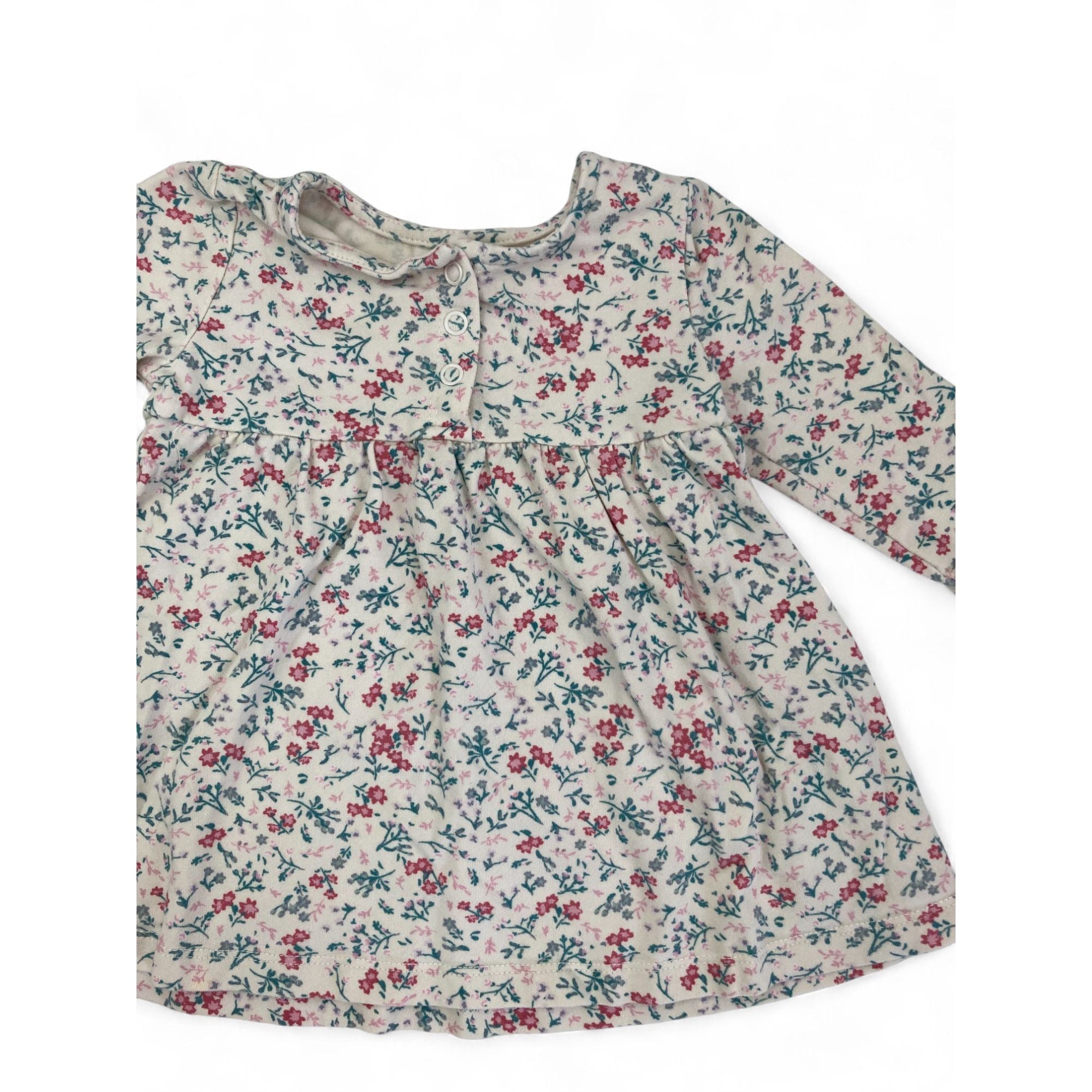 3-6M Cream Floral Half Snap Tunic Top - Cotton On