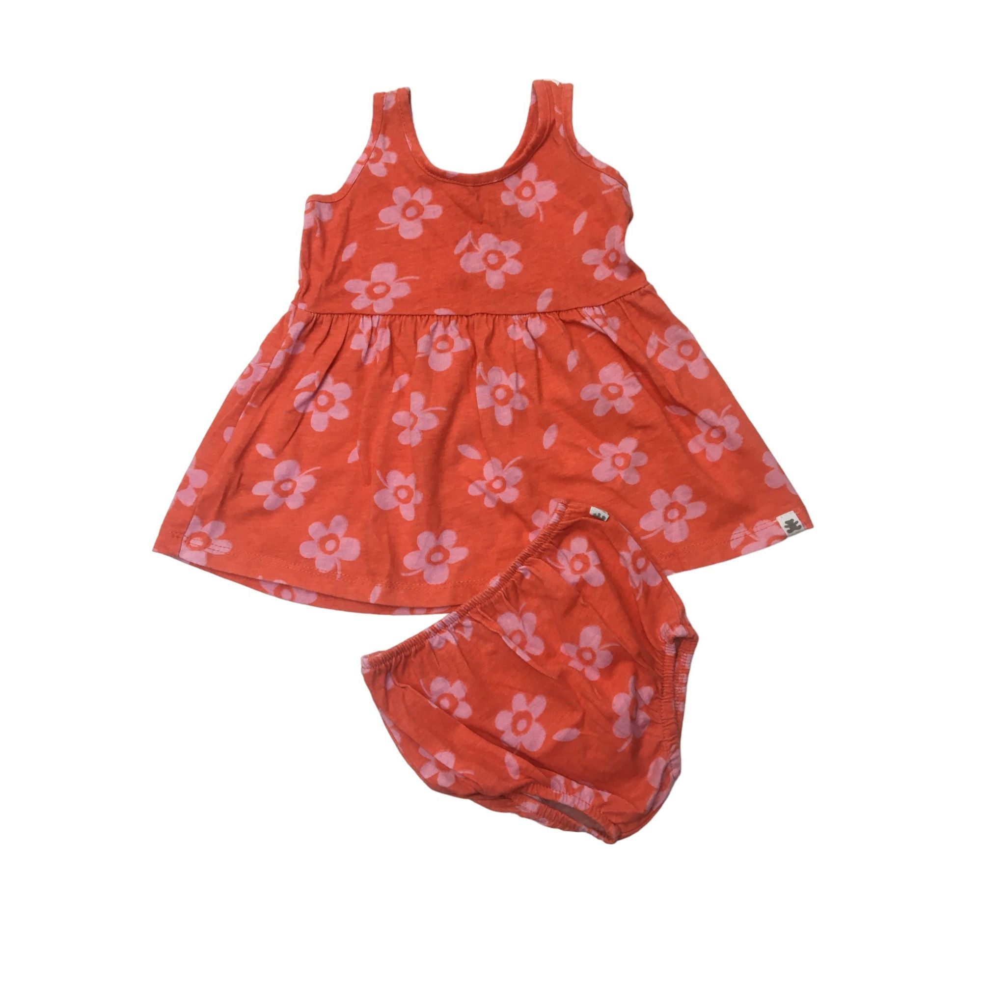 1-3M Orange & Pink Daisy Tunic Dress & Bloomer - Woolworths