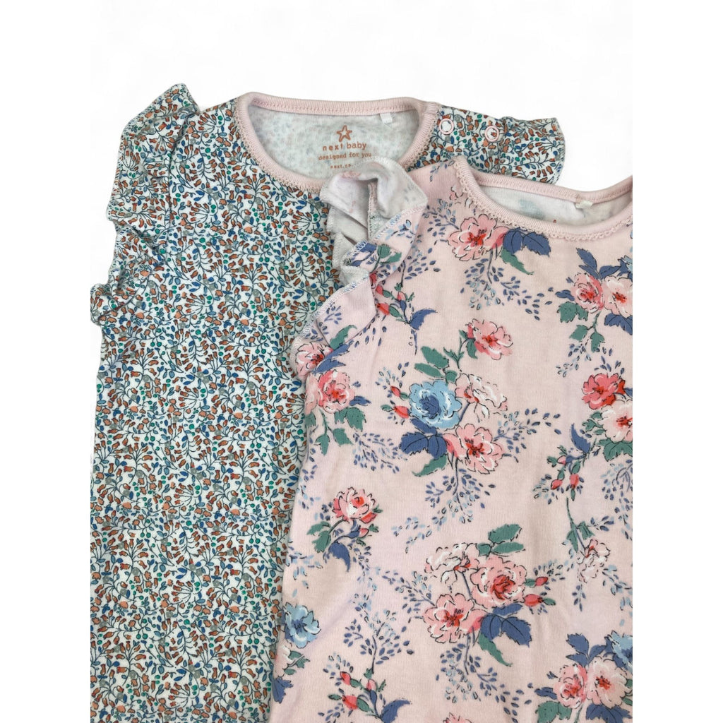 3-6M Light Pink & Blue Floral Rompers - Next
