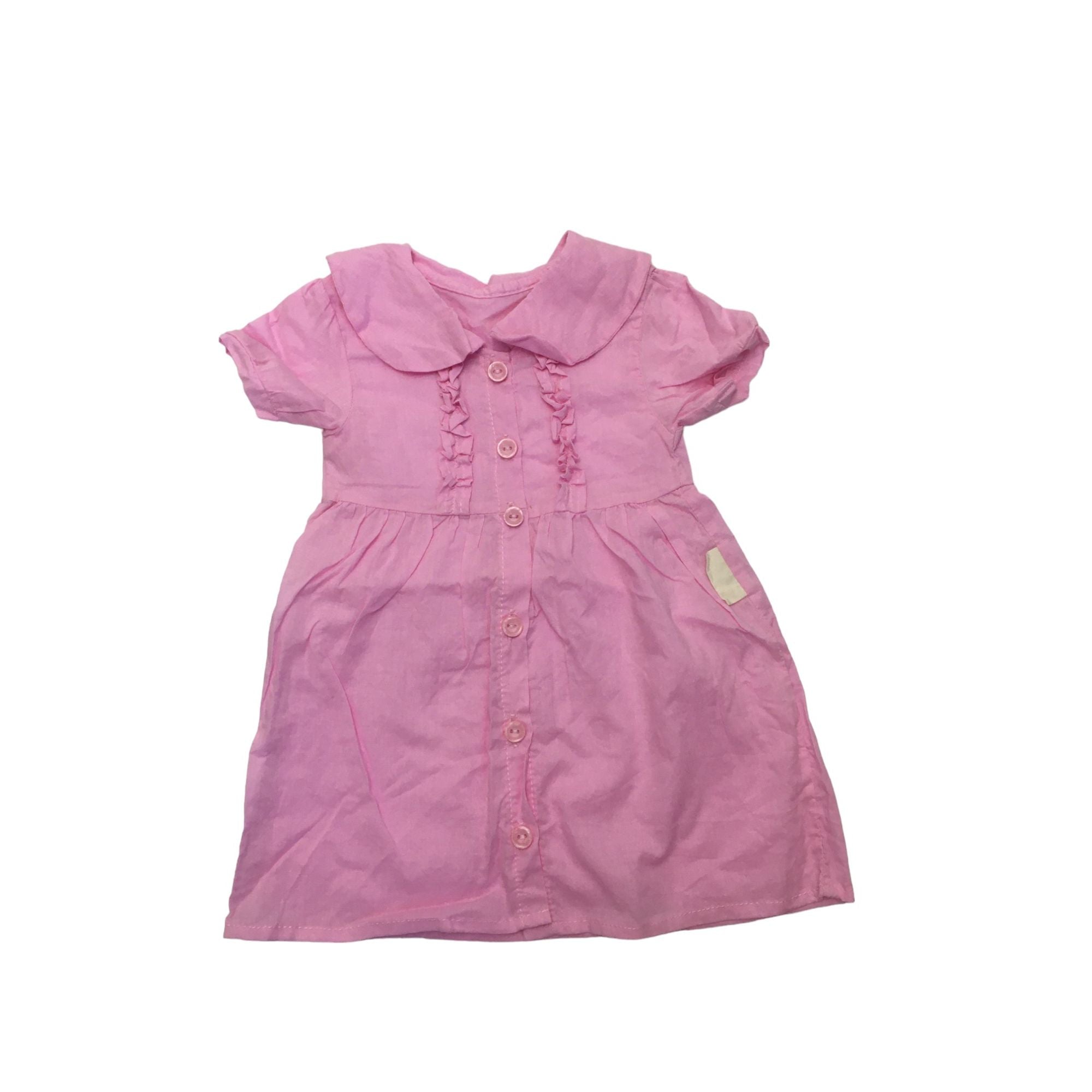 0-3M Light Pink Ruffled Detail Shirt Dress - Mon Petit Chou Chou