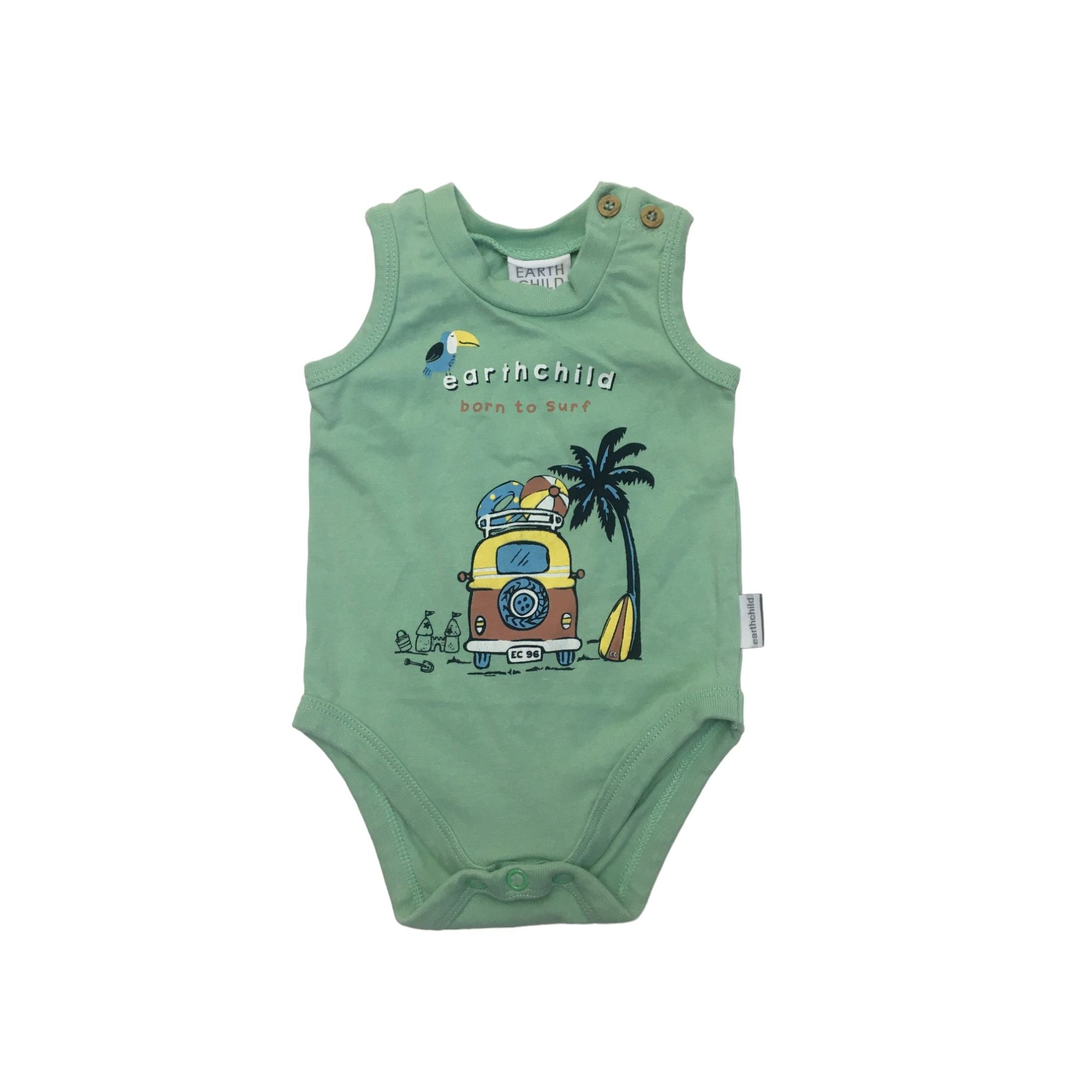 Newborn Mint Green Surf Sleeveless Bodysuit - Earthchild