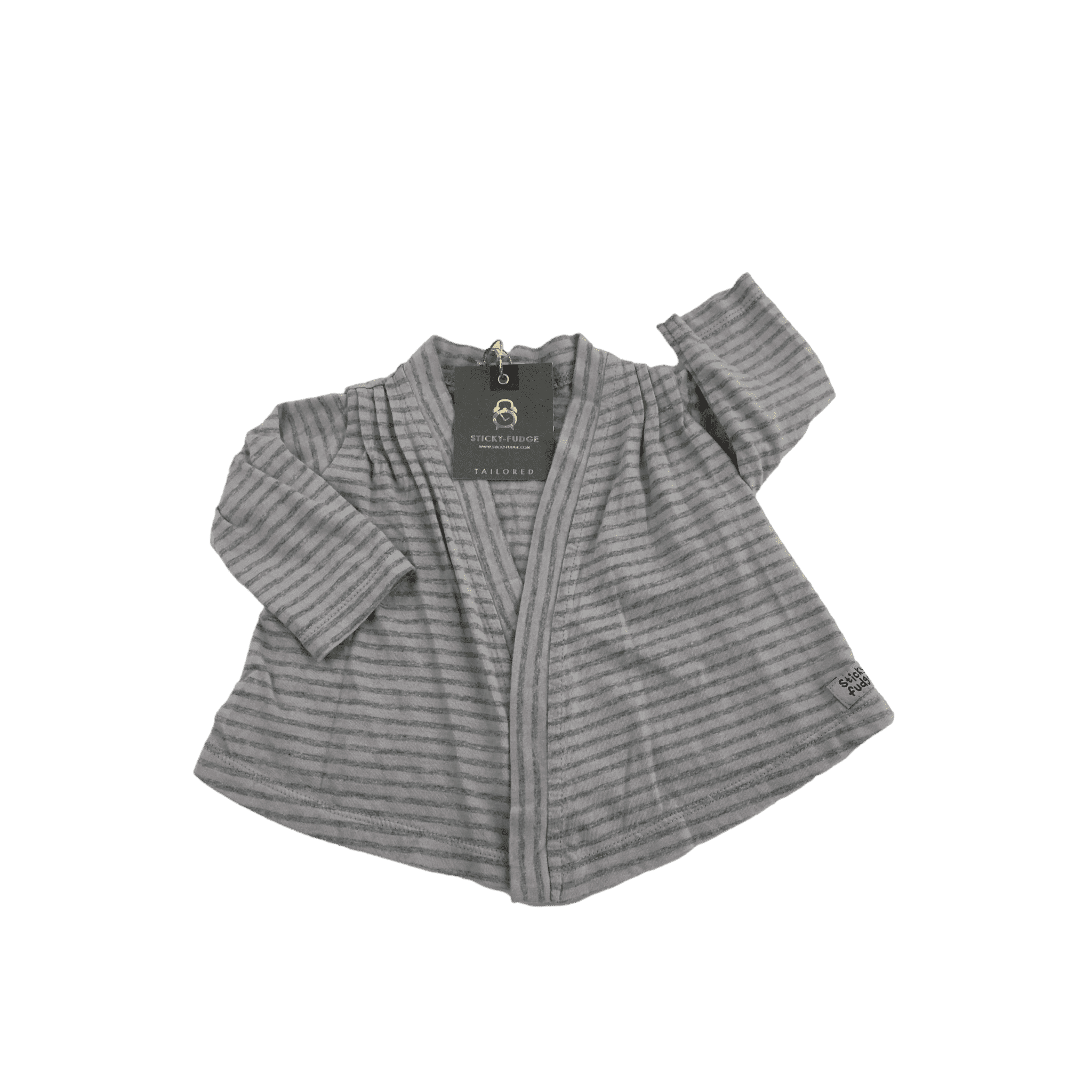 *NEW* Newborn Grey Mila Stripe Cotton Cardigan - Sticky Fudge