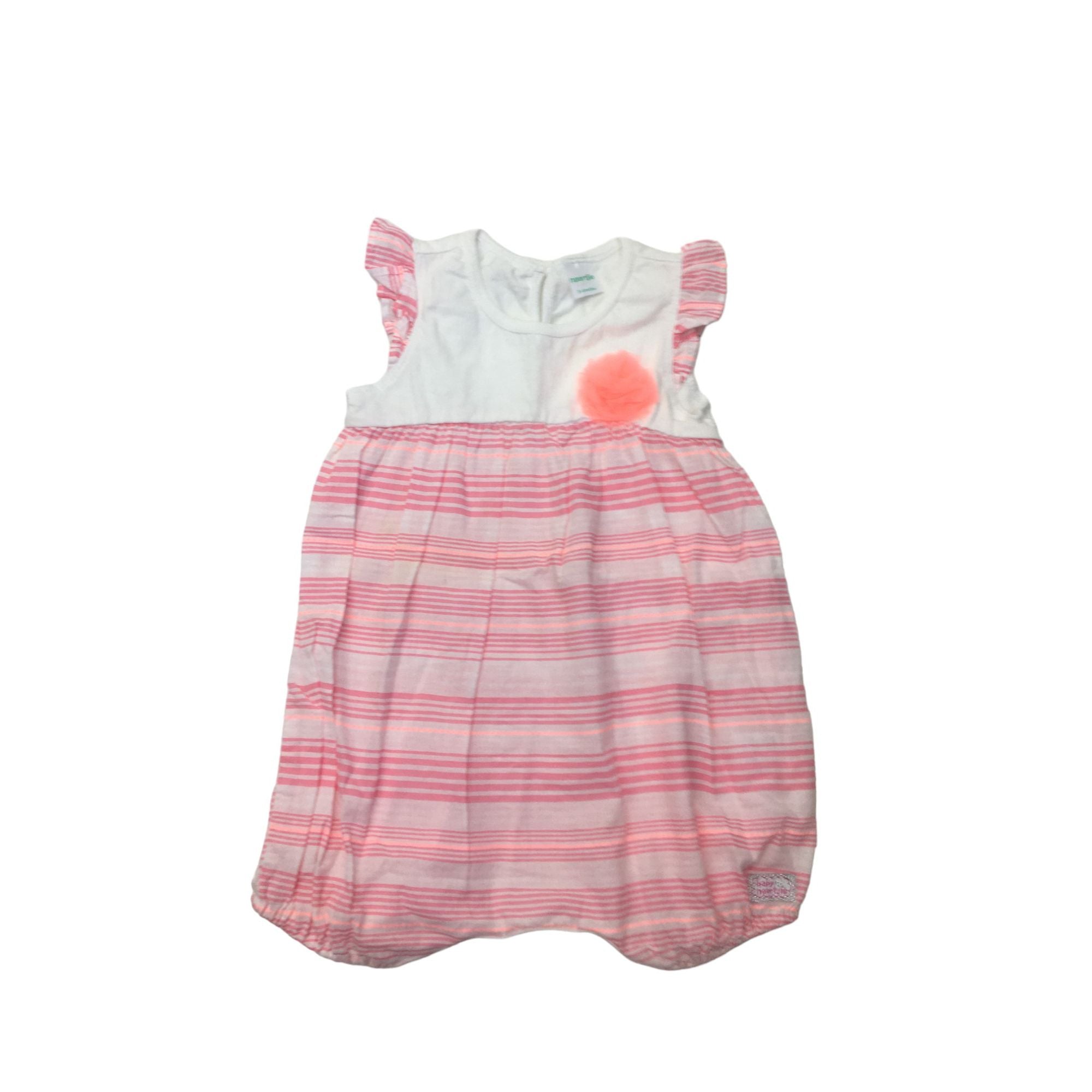 3-6M White & Pink Stripe Harem Romper - Naartjie