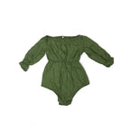 3-4Y Moss Green Cotton Peasant Style Romper