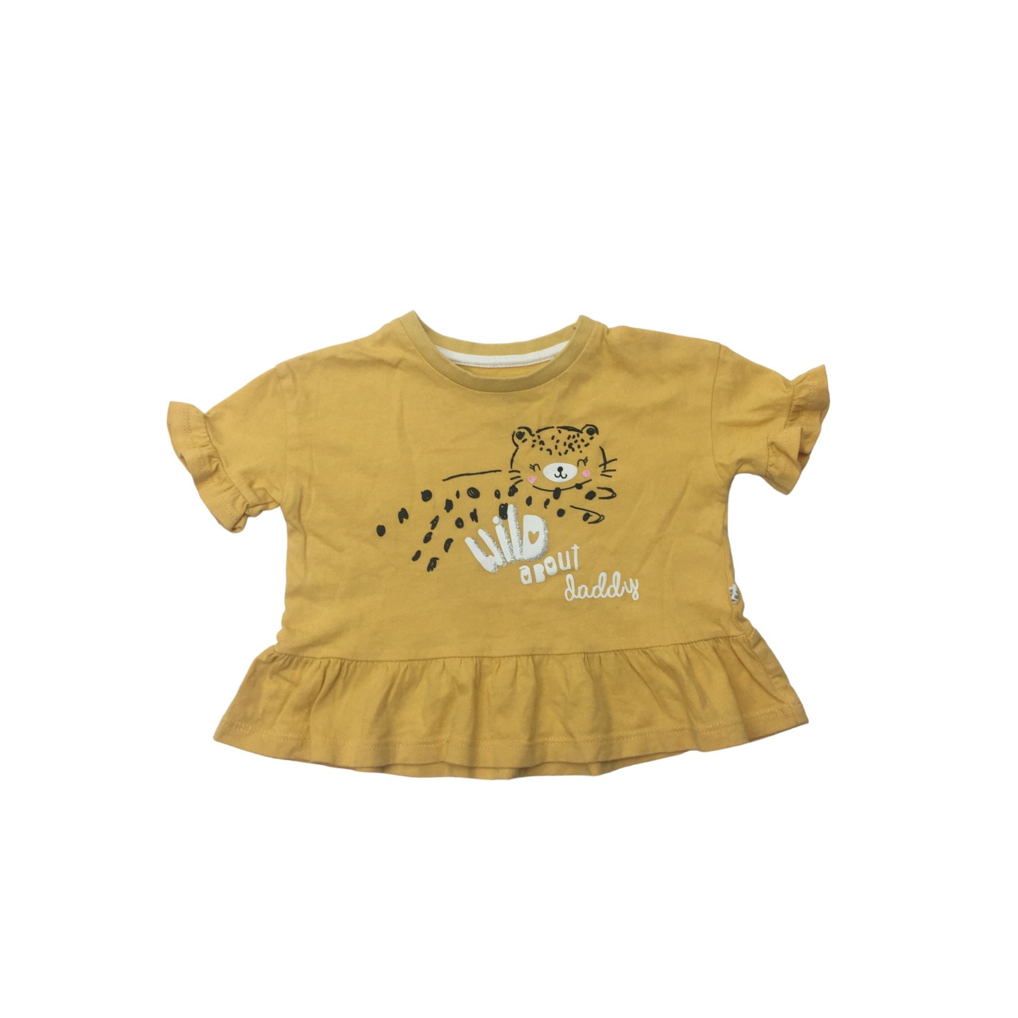 6-12M Daffodil Yellow Leopard Peplum Top - Woolworths