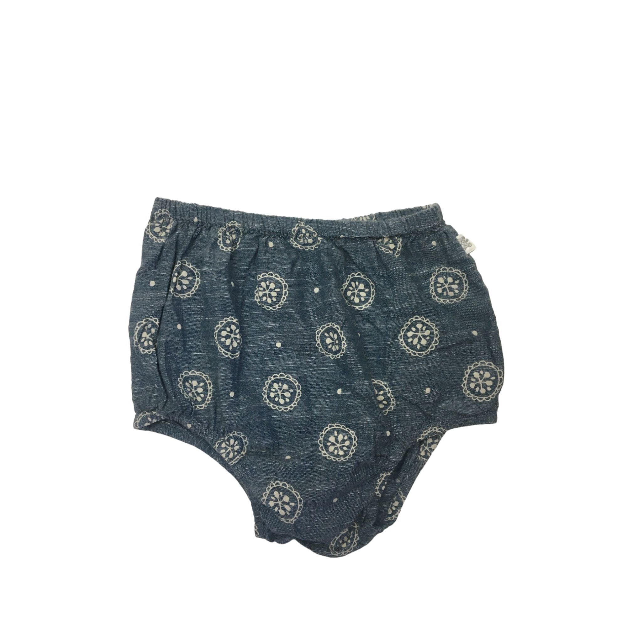 12-18M Blue Denim Geometric Floral Bloomer - Woolworths