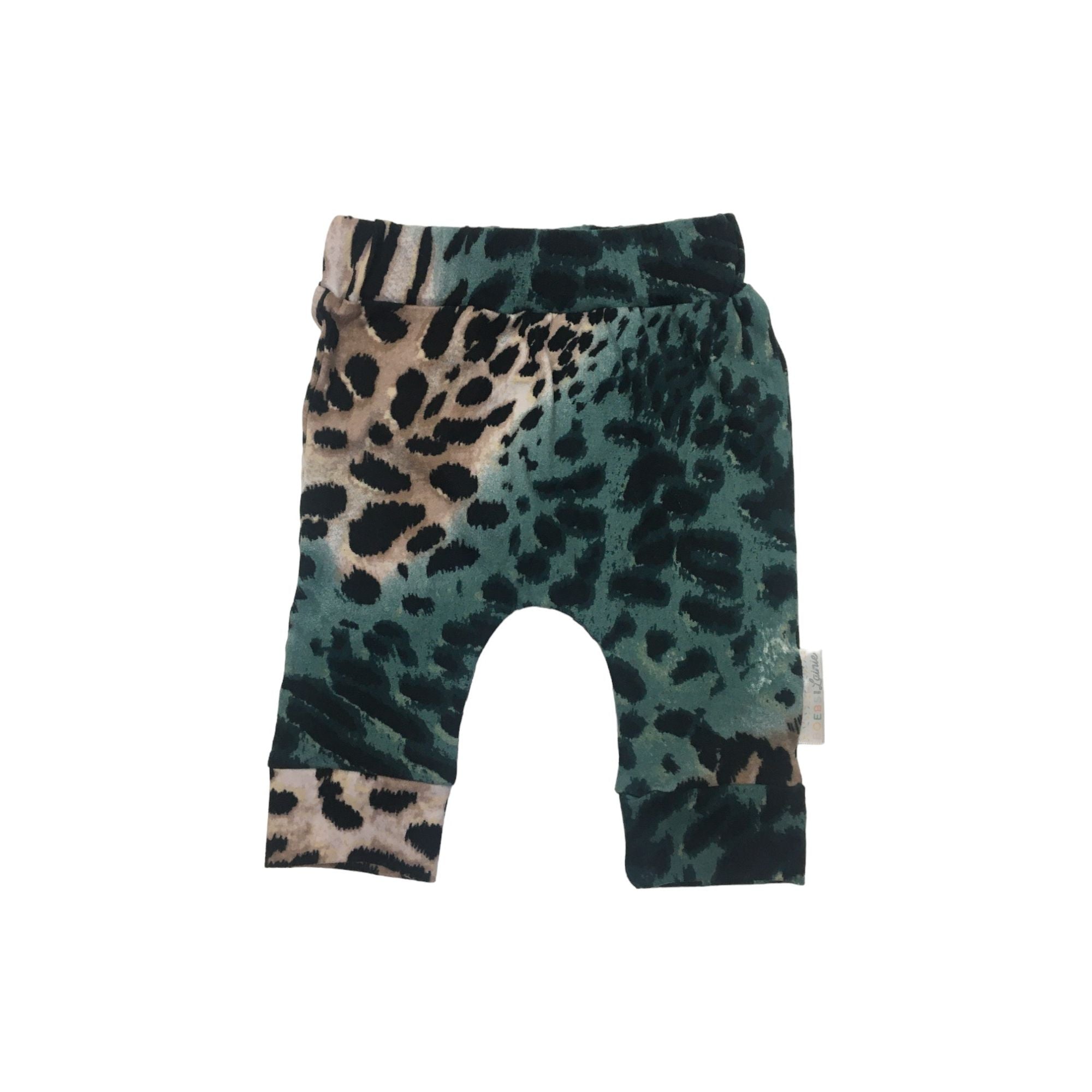 0-3M Teal & Beige Leopard Print Leggings - Boebs & Lainie