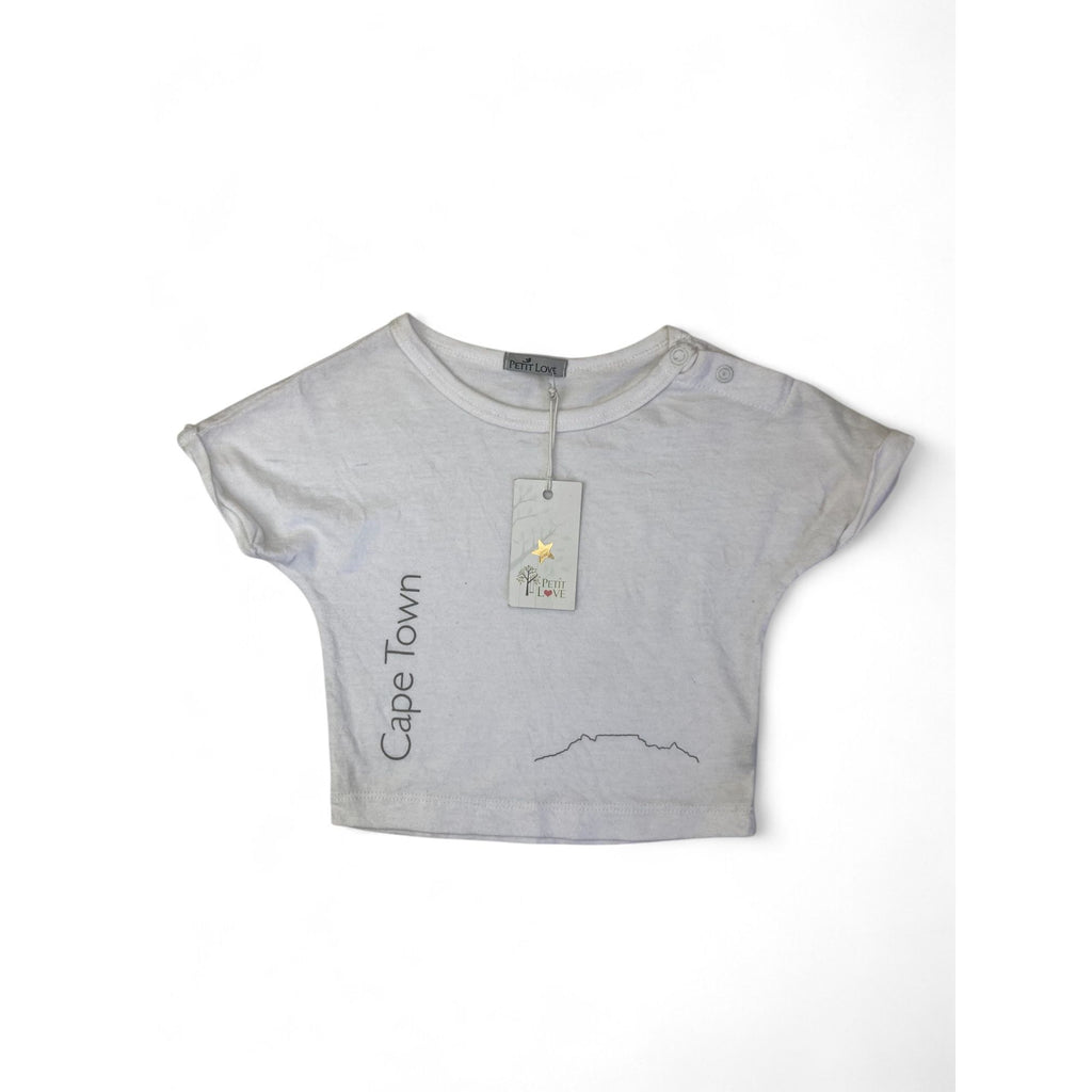 3-6M White Dani Cape Town Siganture T Shirt - Petit Love