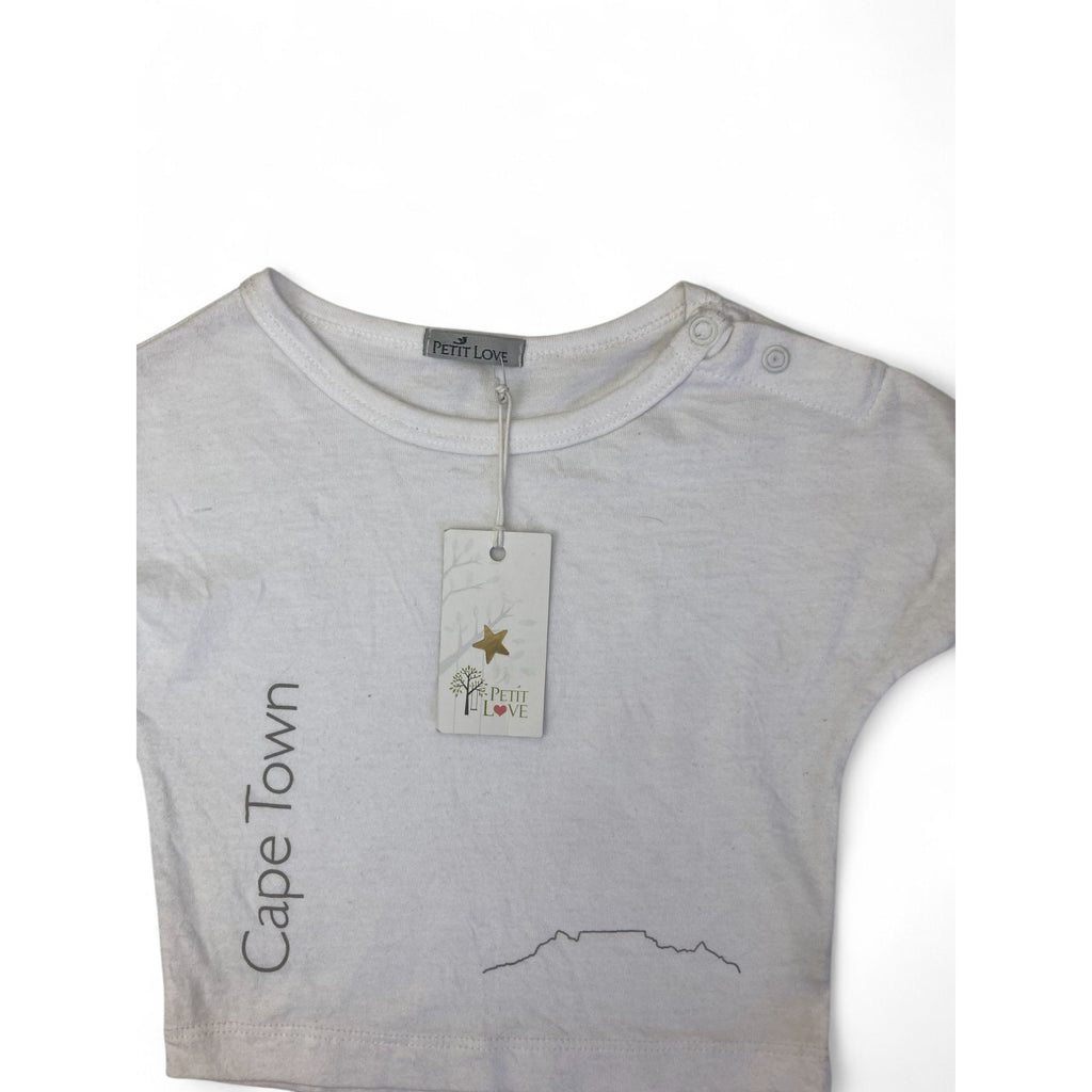 3-6M White Dani Cape Town Siganture T Shirt - Petit Love