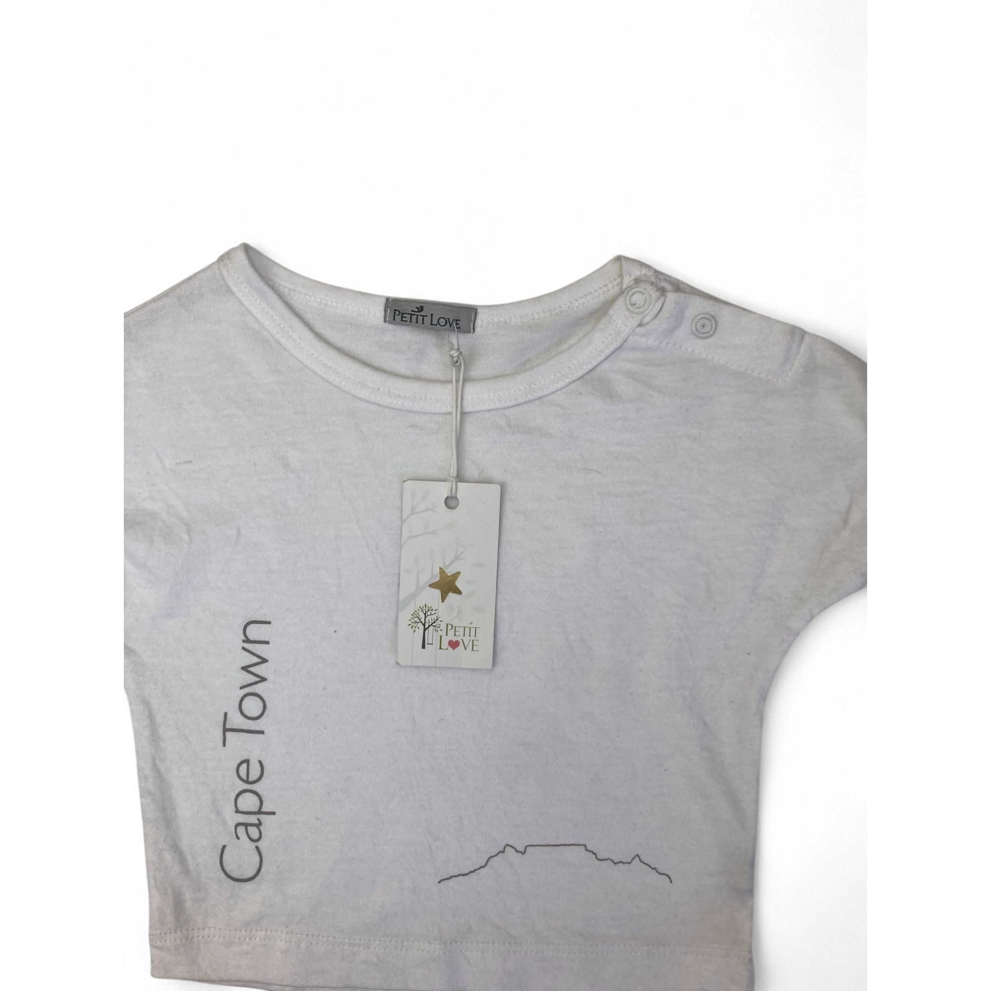 3-6M White Dani Cape Town Siganture T Shirt - Petit Love