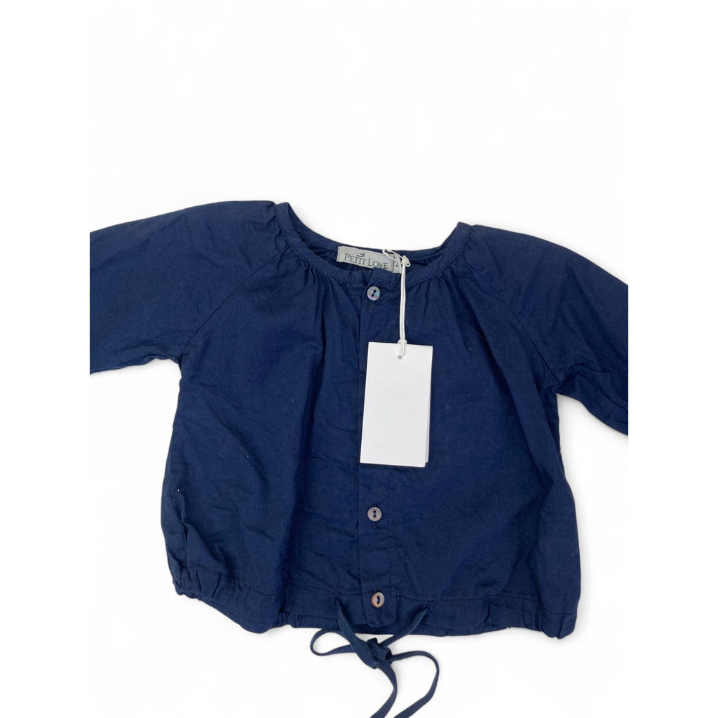 0-3M Navy Blue Wendy Blouse - Petit Love