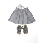 12-24M Light Blue Stripe Amelia Skirt & Silver Leather Sandals - Rupert & Rosie