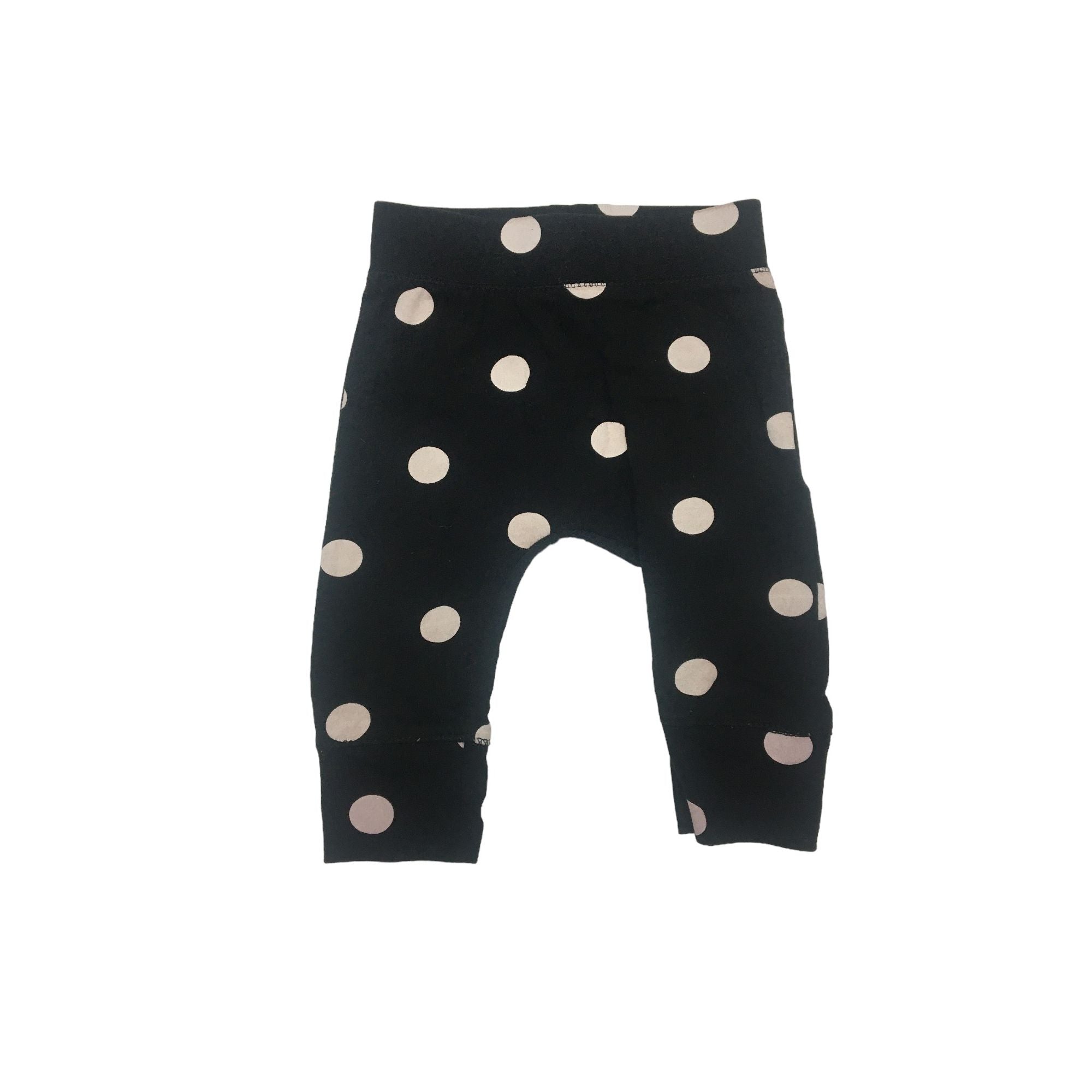0-3M Black & Cream Dotted Cuffed Leggings - Cotton On