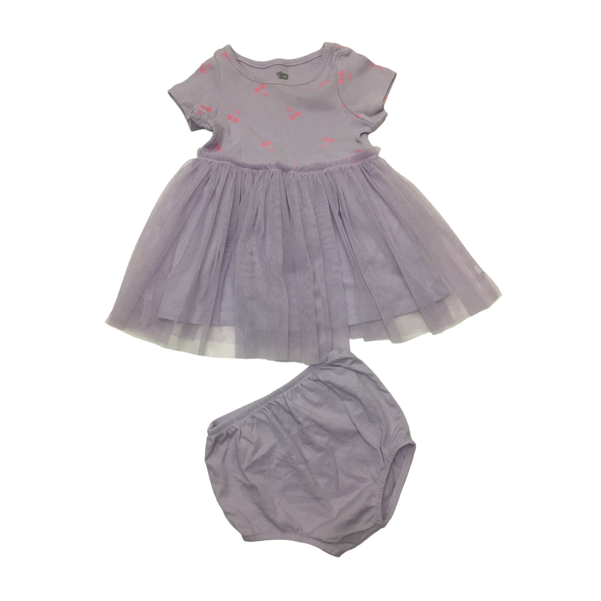 3-6M Lilac Ribbed & Tulle Dress & Bloomer set - Woolworths