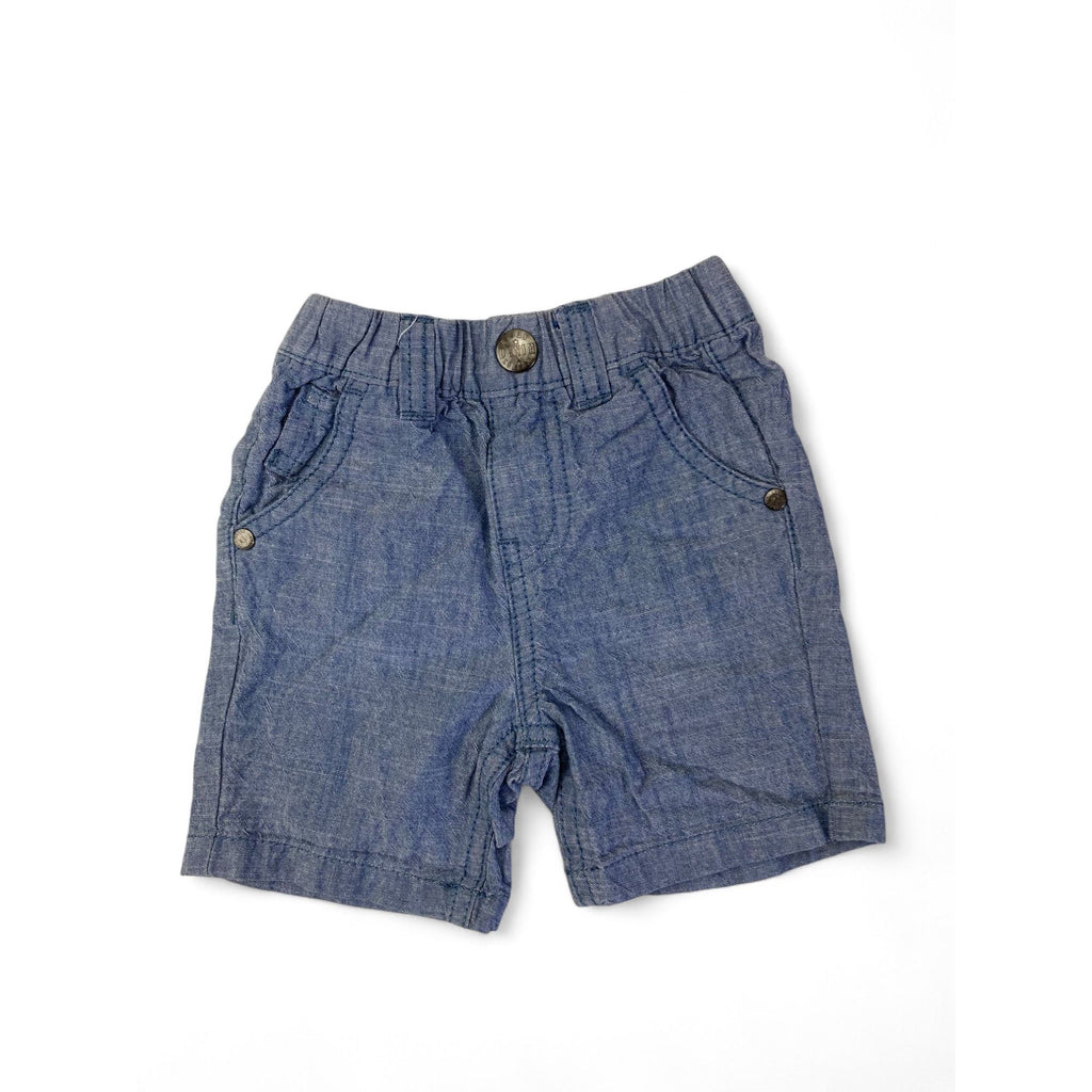 1-3M Light Blue Chambray Shorts - Mothercare
