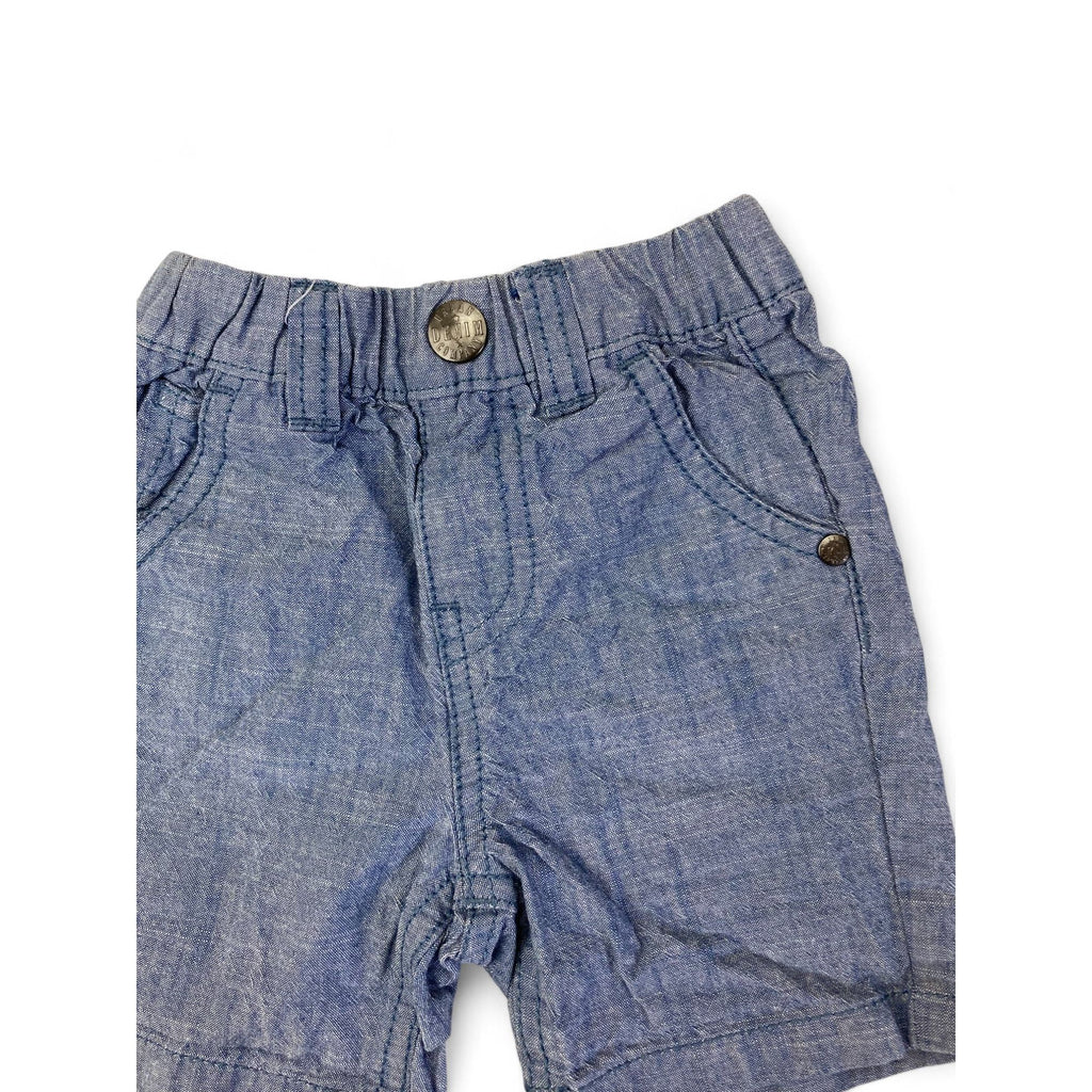 1-3M Light Blue Chambray Shorts - Mothercare