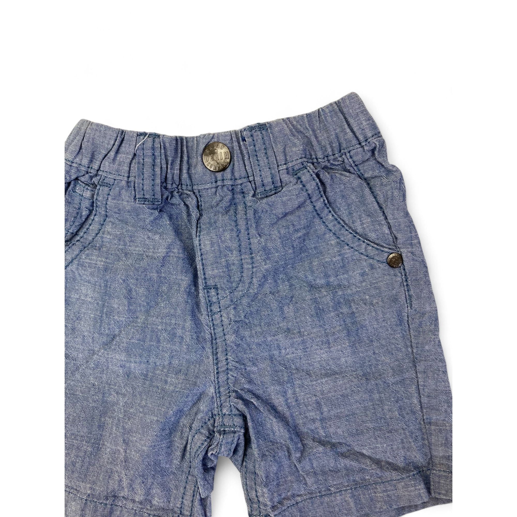 1-3M Light Blue Chambray Shorts - Mothercare