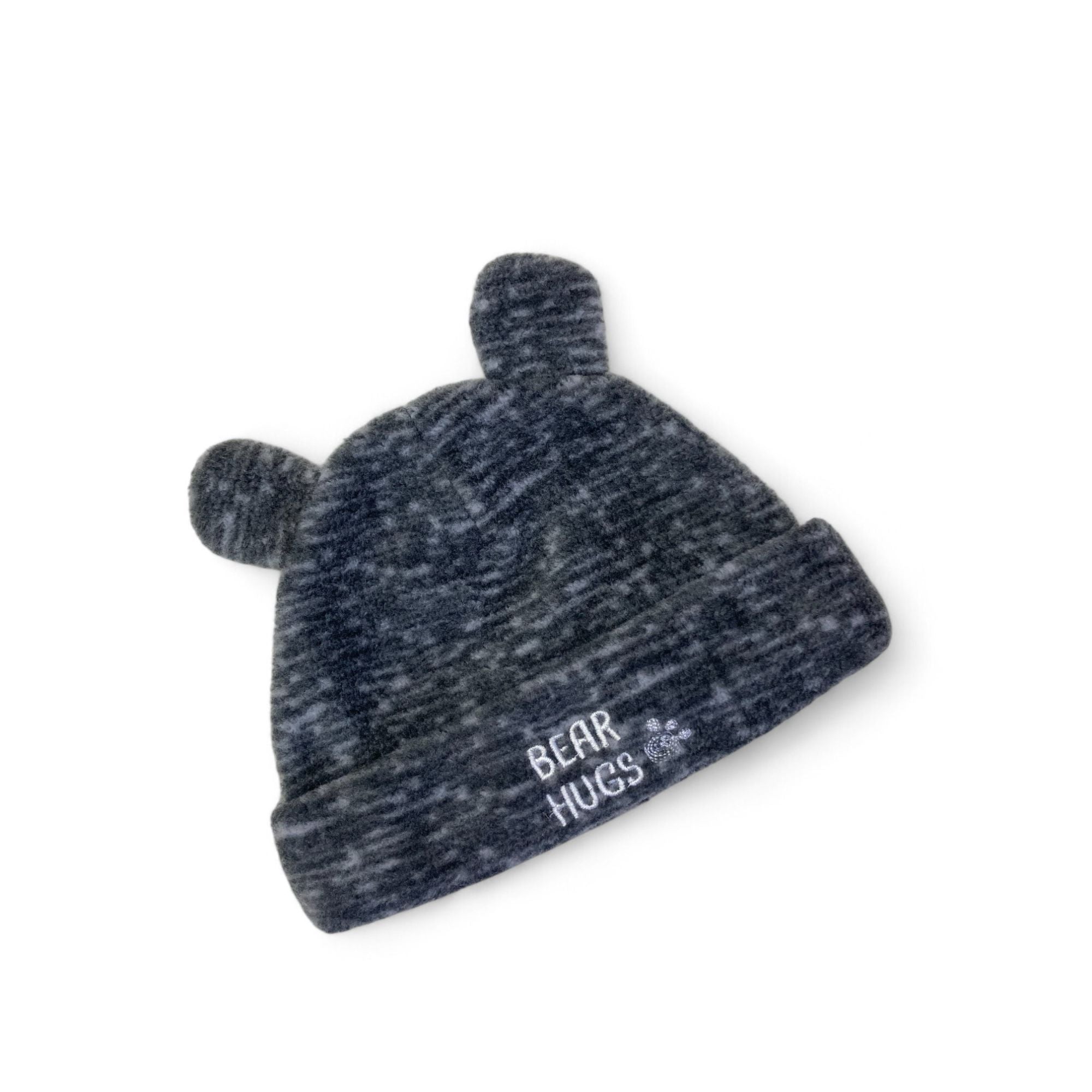 NB Dark Grey Melange Fleece Bear Beanie - Cuddlesome