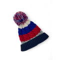 6-12M Blue, Grey & Red Stripe Knit Pompom Beanie