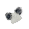 3-6M Cream & Grey Double Pompom Knit Beanie
