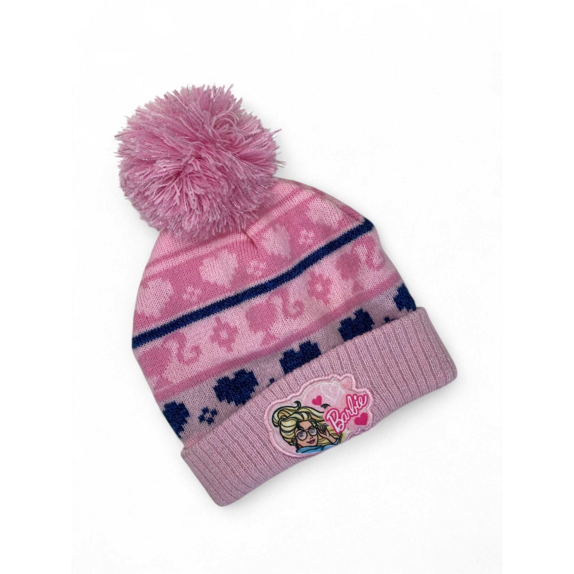 One Size - Light Pink & Blue Knit Beanie - Barbi