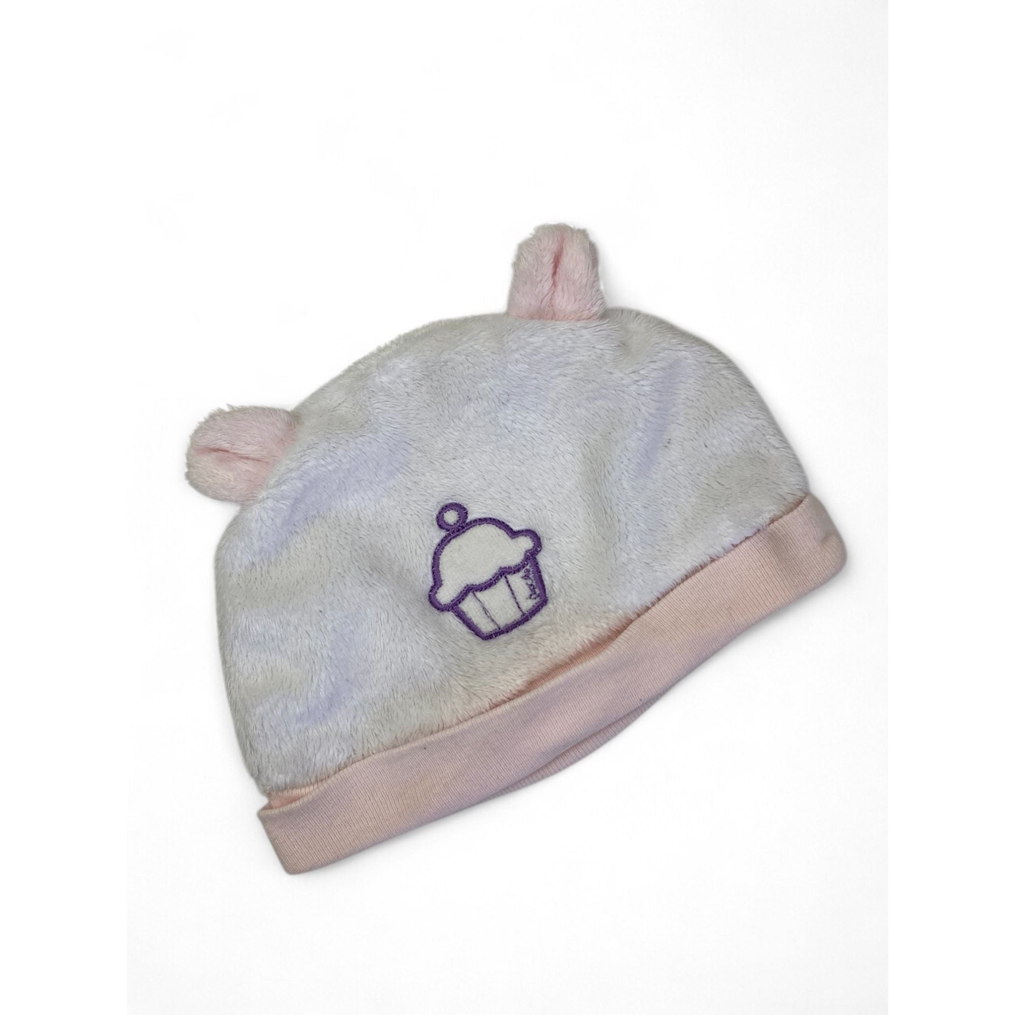 0-3M Cream & Pink Velour Ear Beanie - Juniors