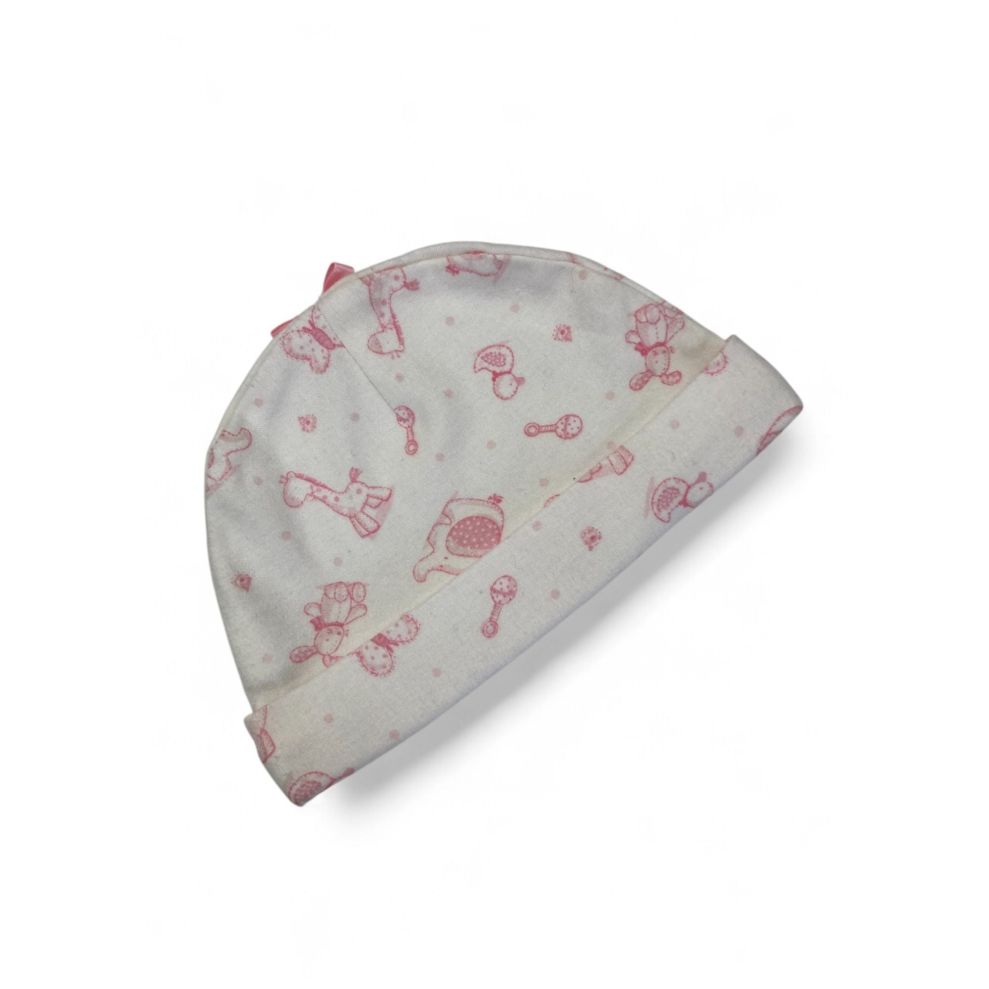 3-6M White & Pink Baby Icon Beanie - Vitamins Baby