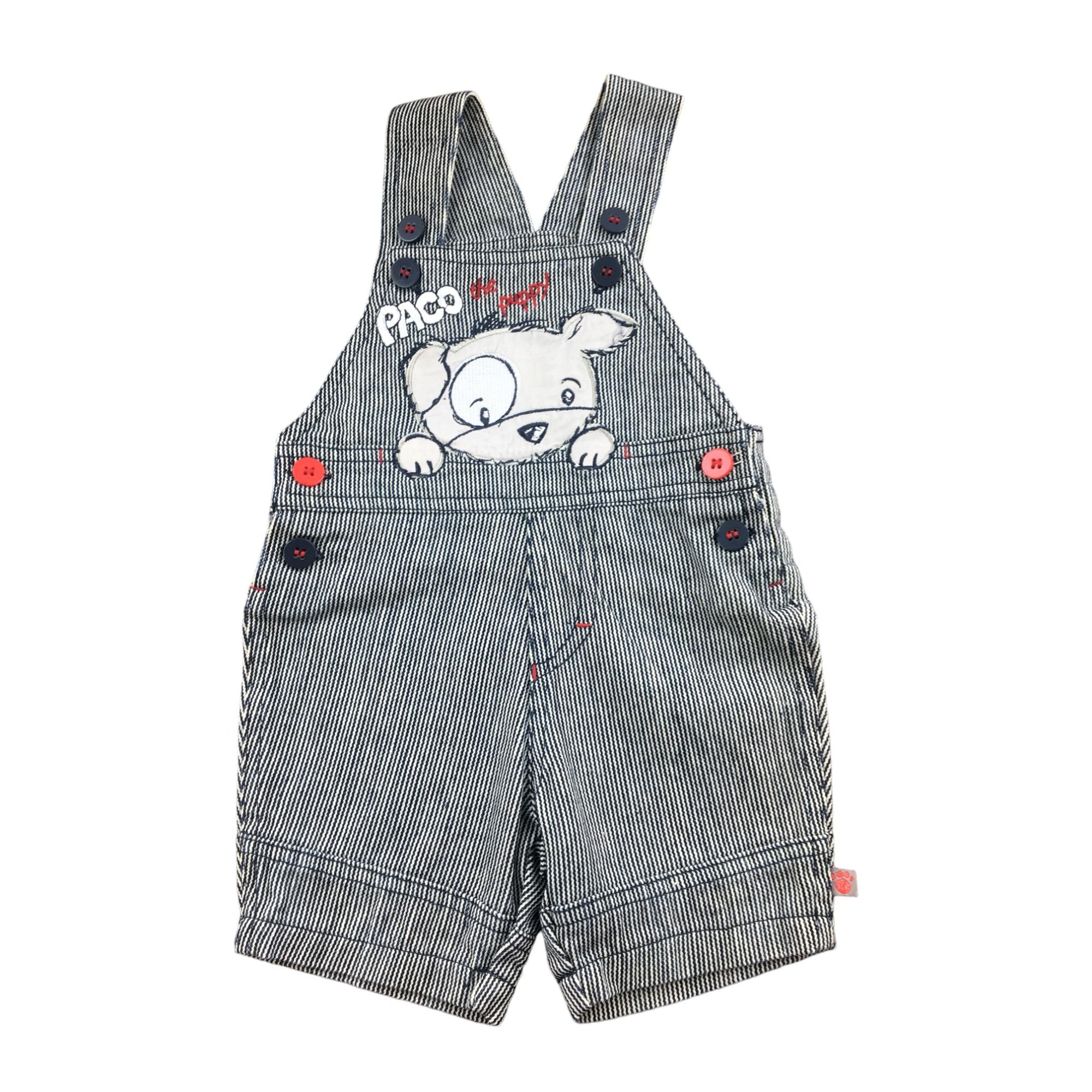 1-3M Dark Blue & Stripe Puppy Overalls - Woolworths