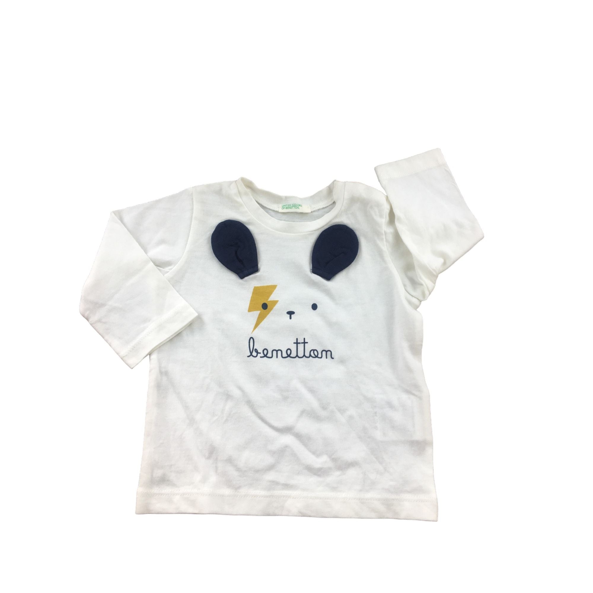0-3M Cream Mouse Long Sleeve T Shirt - United Colors of Benetton