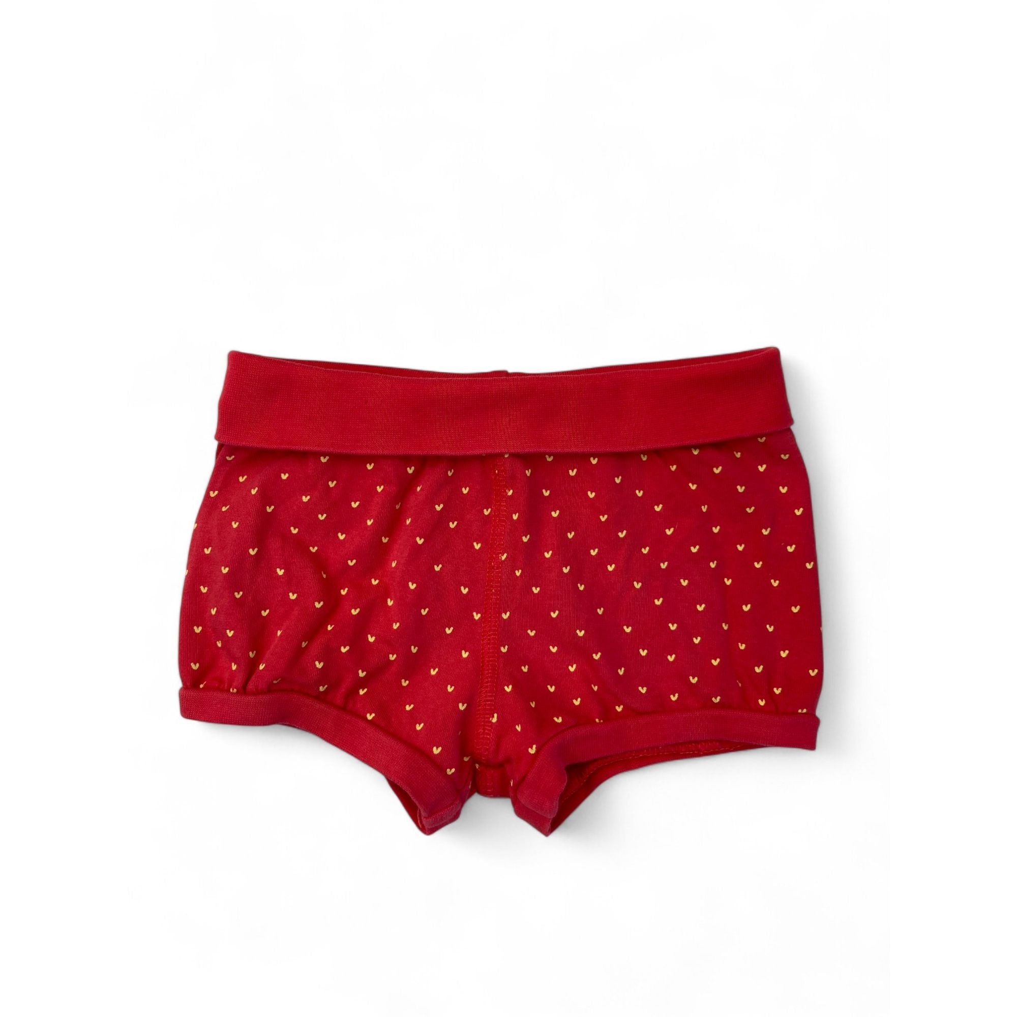 US 4-6M Red & Yellow Speckled Heart Bloomer - H&M