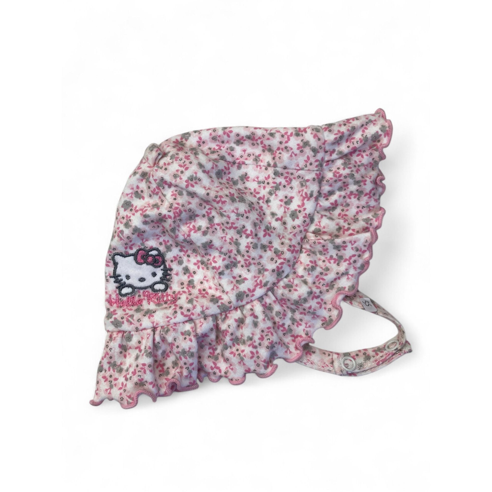 3-6M White & Pink Floral Hello Kitty Cotton Hat - Woolworths