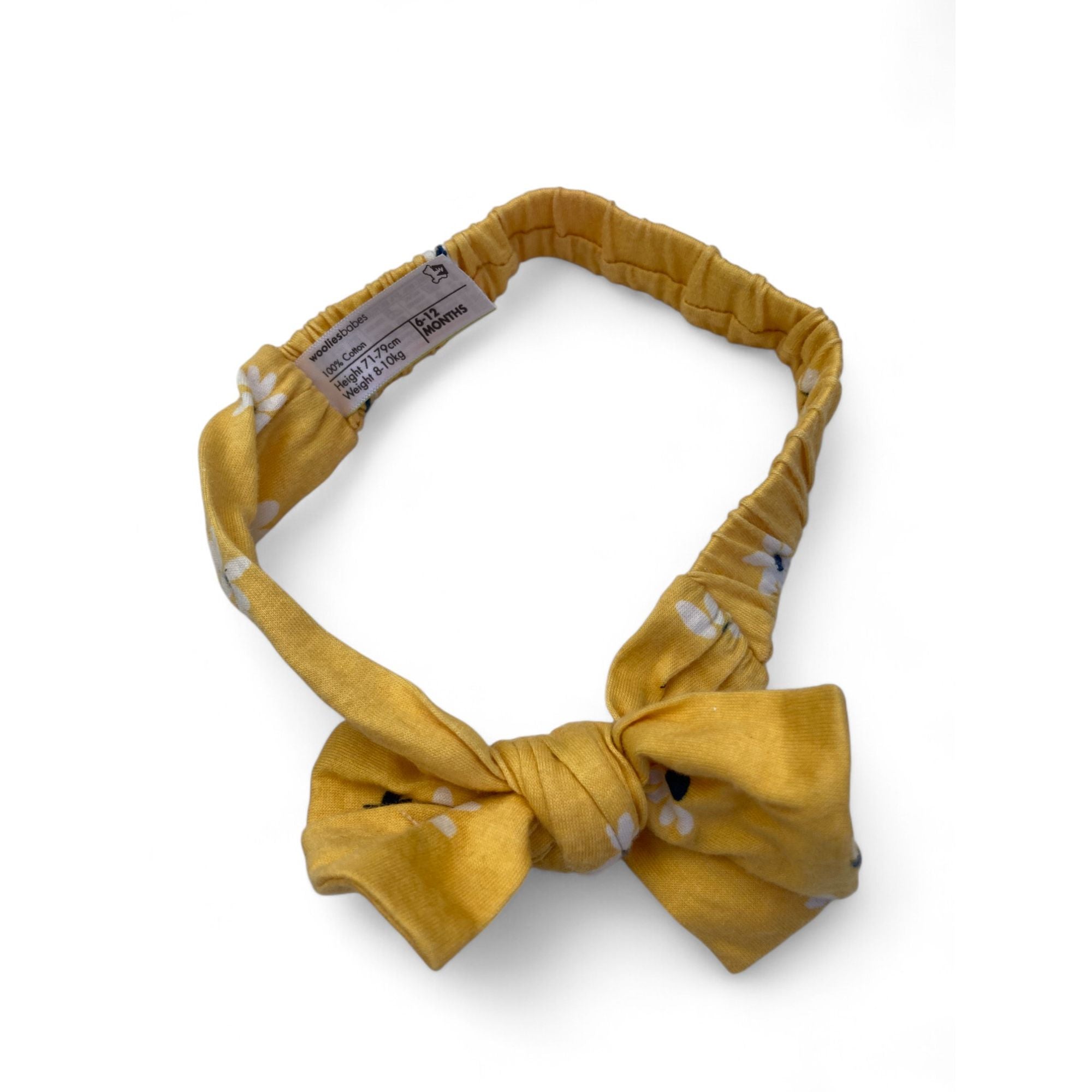 6-12M Mustard Yellow & Navy Blue Floral Bow Headband - Woolworths